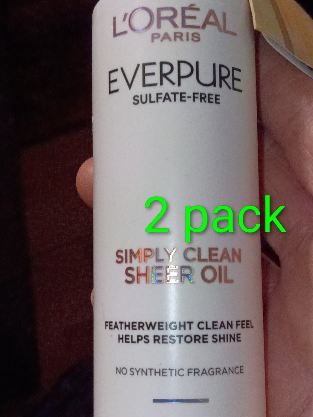 2 Pack L'Oreal EverPure Simply Clean Sheer Oil - White